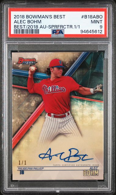 2018 Bowman's Best Alec Bohm Superfractor Auto 1/1 PSA 9